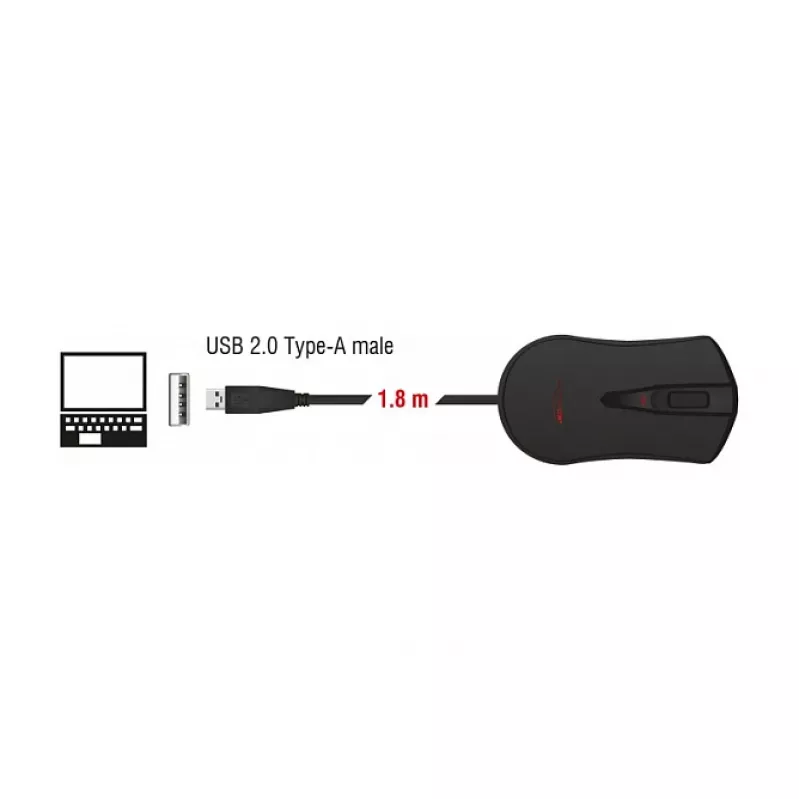Mouse da gaming DeLOCK 12531 ambidestro USB Type-A ottico 4800 DPI