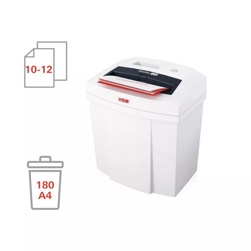 HSM SECURIO C14 distruggidocumenti, taglio a strisce 3,9 mm, P-2, 14 fogli, ingresso 225 mm, cestino da 20 l