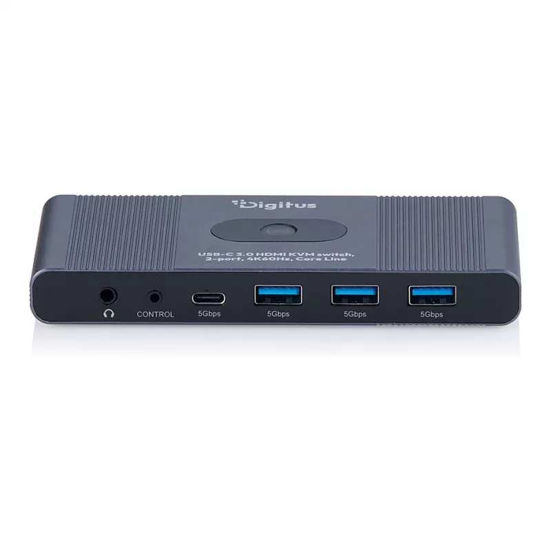Switch KVM DIGITUS USB-C 3.0 HDMI 2 porte 4K60Hz, USB-C/USB-A, alluminio, 135×60×30 mm