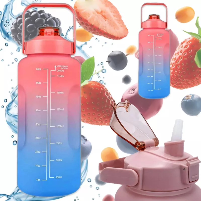 Extralink Borraccia Motivazionale, 2000 ml, Rosso-Blu, BUT-994