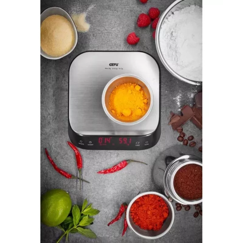 GEFU PREZISO nero, acciaio inox bilancia da cucina elettronica da piano rettangolare