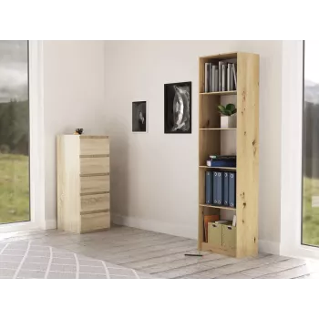 Libreria Top e shop R50 ARTISAN — finitura rovere, 5 ripiani, struttura in truciolare