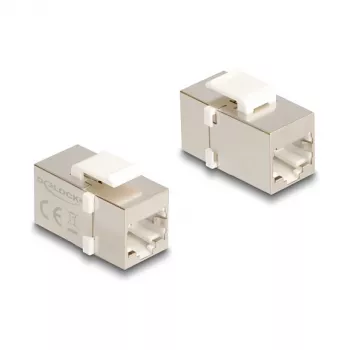 Delock 90637 Modulo Keystone RJ45 jack a RJ45 jack, Cat.6 FTP, argento/bianco