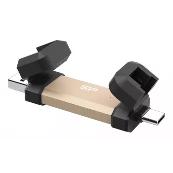 Chiavetta USB Silicon Power DS72 1 TB, USB 3.2 Gen 2, Type-A e Type-C, alluminio/tappo in gomma, oro
