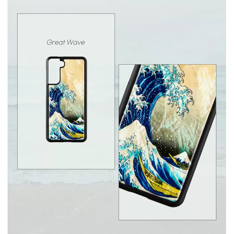 Custodia per smartphone iKins per Samsung Galaxy S21+ — cover posteriore protettiva 'great wave'
