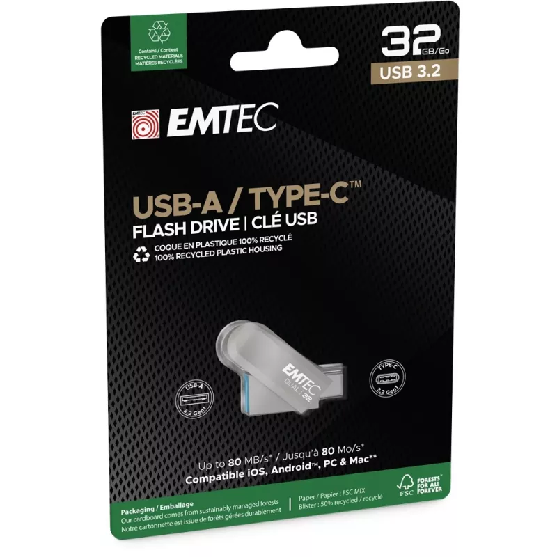 Chiavetta USB Emtec 32 GB USB Type-A USB Type-C D280