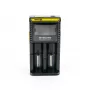Caricabatterie Nitecore D2 — caricatore a 2 vani per batterie AA/AAA/AAAA/C, tensione di ingresso 100–240V, tensione di uscita 4,2V, nero