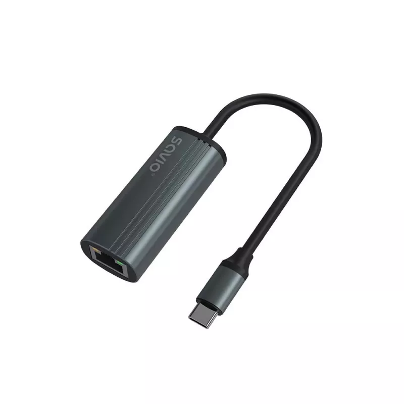 Adattatore SAVIO USB-C 3.1 Gen.1 (M) a RJ-45 Gigabit Ethernet (F), 1000 Mbps, AK-56, grigio