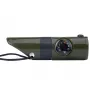 Fischietto multifunzione da sopravvivenza Mil-Tec SP.22073 — 6-in-1 verde oliva, bussola, termometro, specchio, lente, luce, 100×35×30 mm