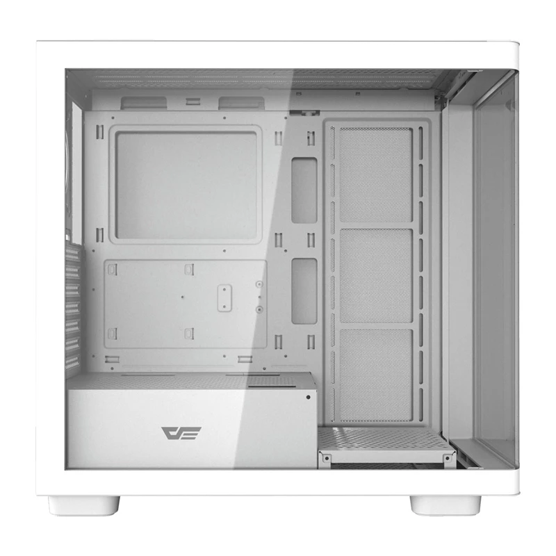 Case per computer DarkFlash DS900G bianco — Mid-Tower, vetro temperato, senza ventole