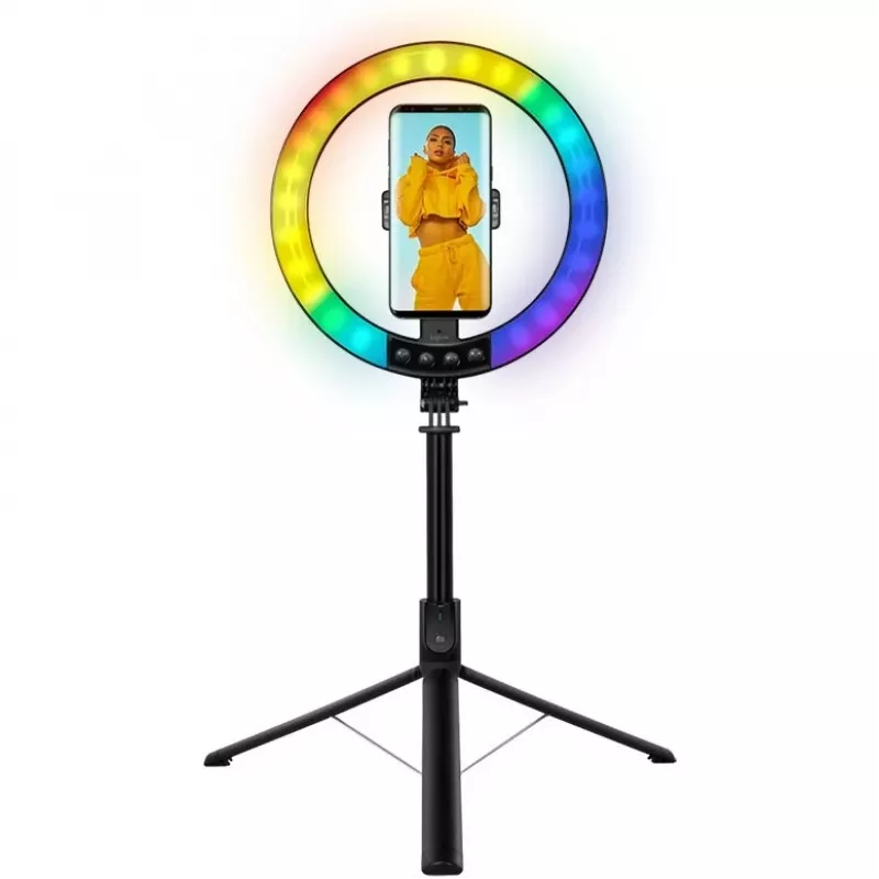 LogiLink Ring light per smartphone con treppiede selfie stick, DM 20cm (AA0156)