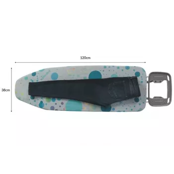 Asse da stiro full-size Vileda — gambe in acciaio inox, superficie da stiro 1200×380 mm, altezza 75–96 cm, pieghevole, portaferro