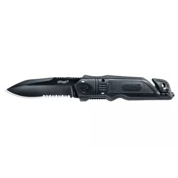 Coltello da combattimento/tattico Walther 5.0728 — Spear-Point, lama in acciaio inox 9,5 cm, lunghezza totale 22,3 cm, nero