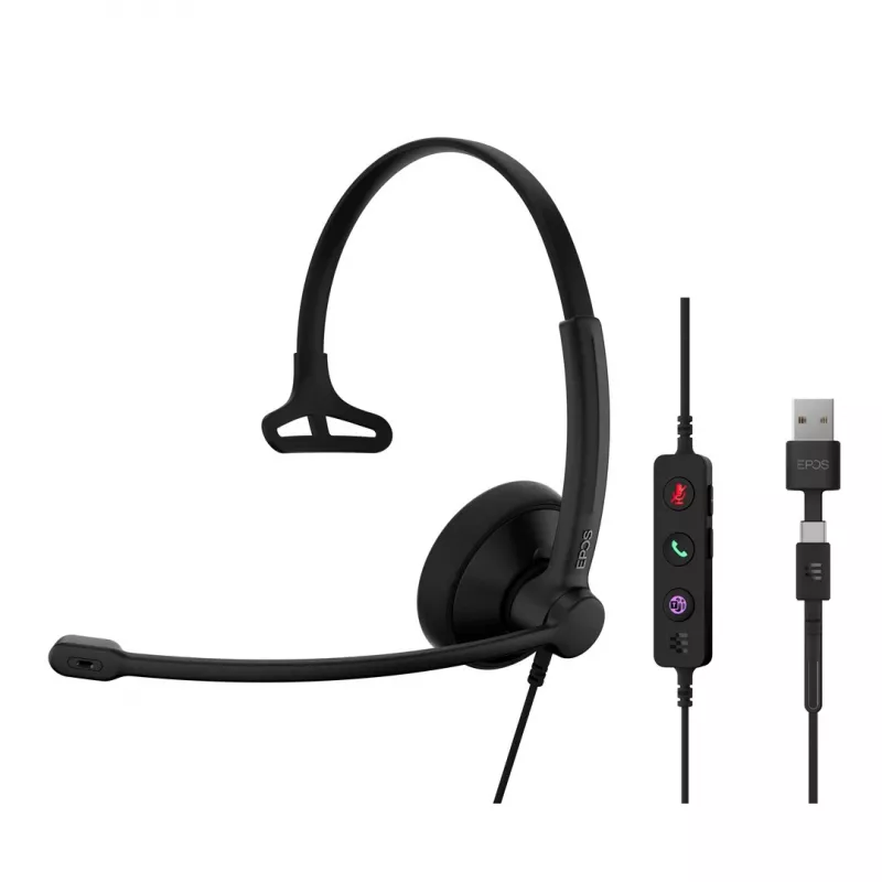 Cuffie EPOS IMPACT 100 MS Mono USB-C+A con filo leggere 51g