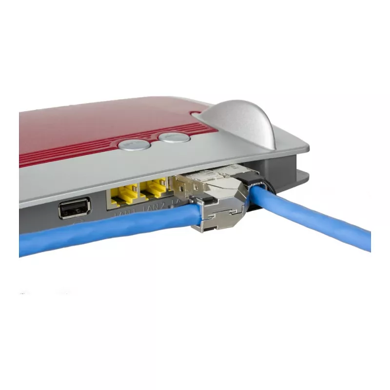 METZ CONNECT - connettore di rete - RJ-45 (M) dritto - schermato - senza alogeni, senza gancio - rosso (130G405032-E)