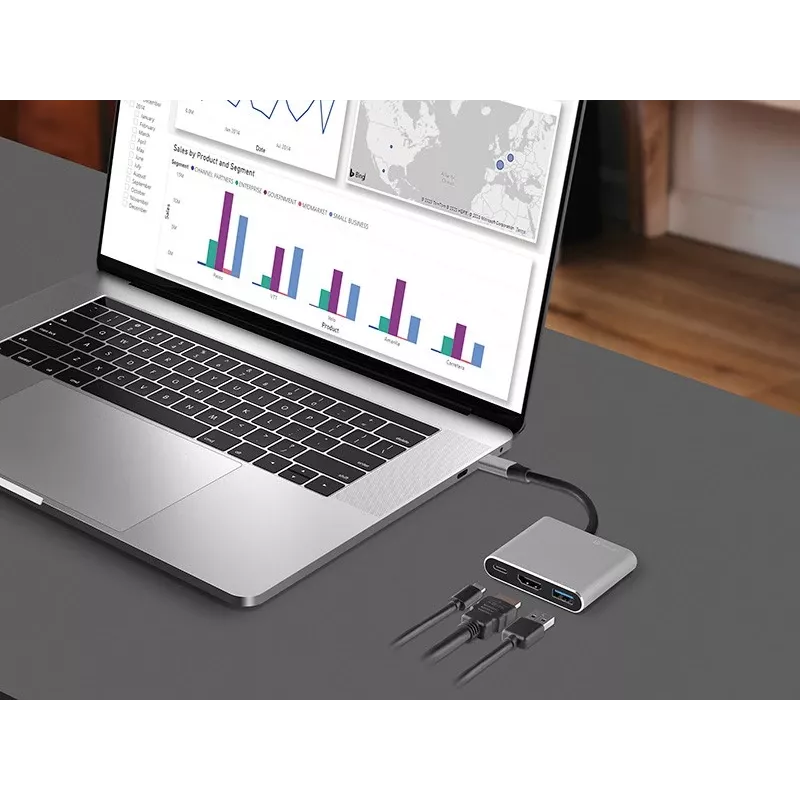 Adattatore A-1, USB-C HDMI 4K, USB 3.0, PD 100W
