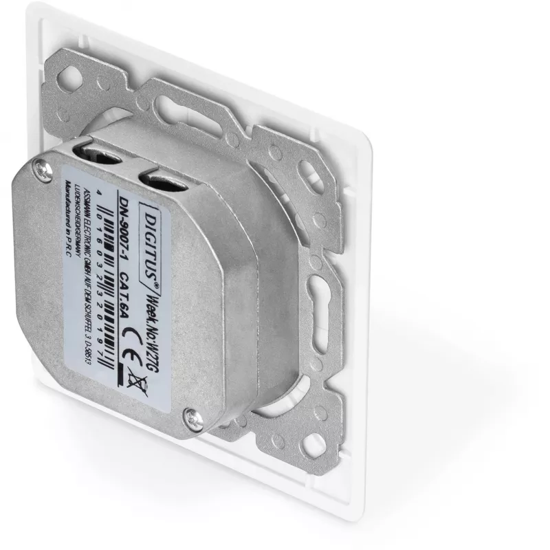 Presa di rete Digitus DN-9007-1 CAT 6A Classe EA, 2x RJ45, schermata, da incasso, bianca
