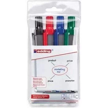 Pennarello Edding retract 12 4 pezzi punta tonda nero blu verde rosso