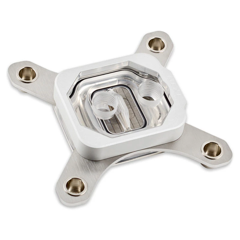 Water block Aqua-Computer 21801 — acrilico/alluminio/nichel, 98×98×22 mm