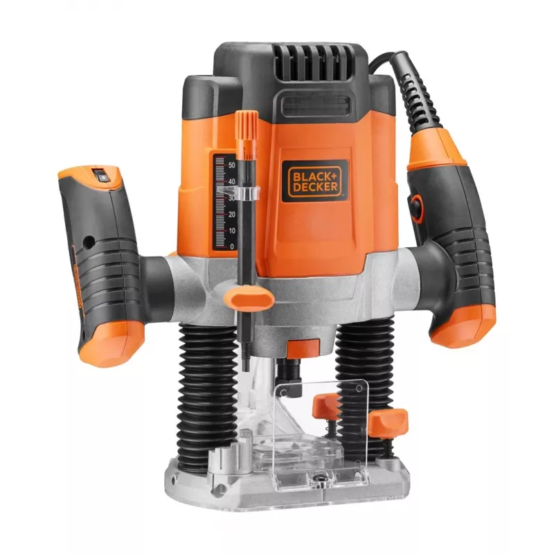 Router/Trimmer Black & Decker KW1200EKA-QS — fresatrice compatta con regolazione della profondità, design ergonomico