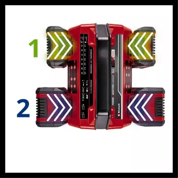 EINHELL Power X-Quattrocharger 4A - caricabatterie universale Power X-Change per 4 batterie (indicatore di stato LED | ricarica parallela | ricarica rapida | gestione della ricarica | Ri