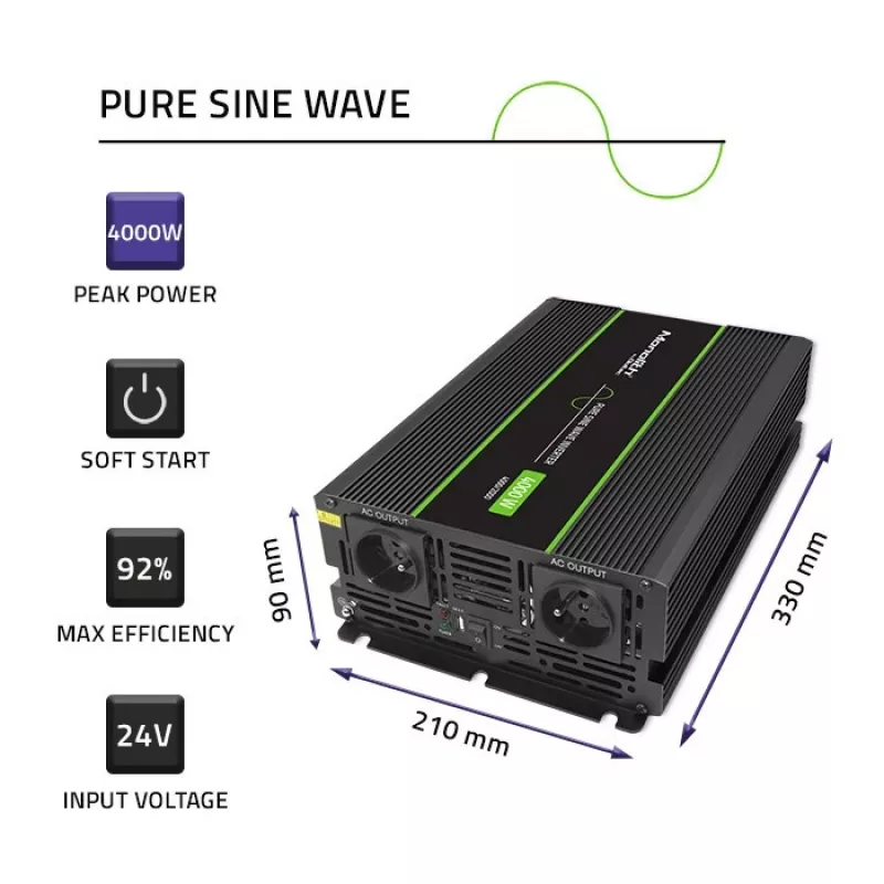 Qoltec Monolith Adattatore/convertitore di corrente auto 4000 W Nero