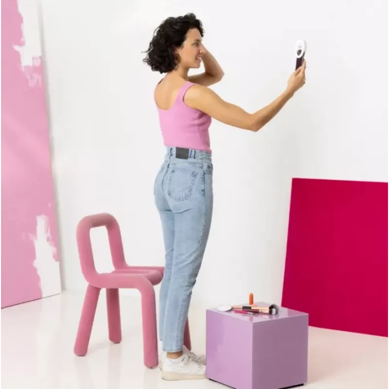 Specchio da trucco freestanding Medisana 23603 — rotondo bianco, a batteria, pieghevole, con illuminazione integrata