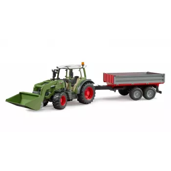 Trattore giocattolo BRUDER Fendt Vario 211 con caricatore frontale e rimorchio laterale