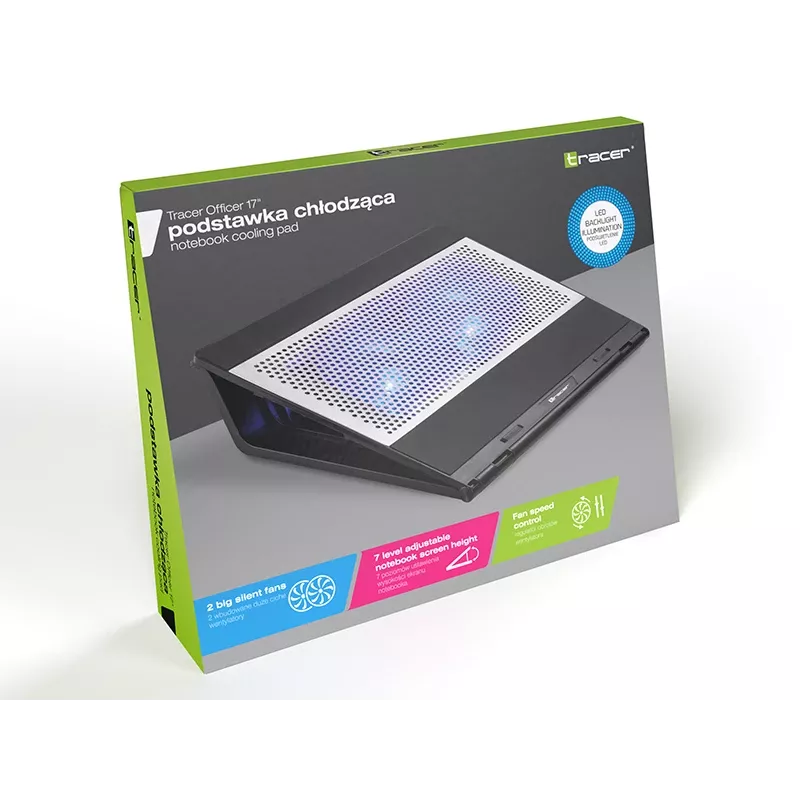 Tracer Officer 17 TRASTA46890 base di raffreddamento per laptop, 17 pollici (43,2 cm), 1100 giri/min, hub USB, LED blu