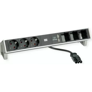 Desk2 3Schuko 3ABD caricatore USB acciaio inox (902.449)