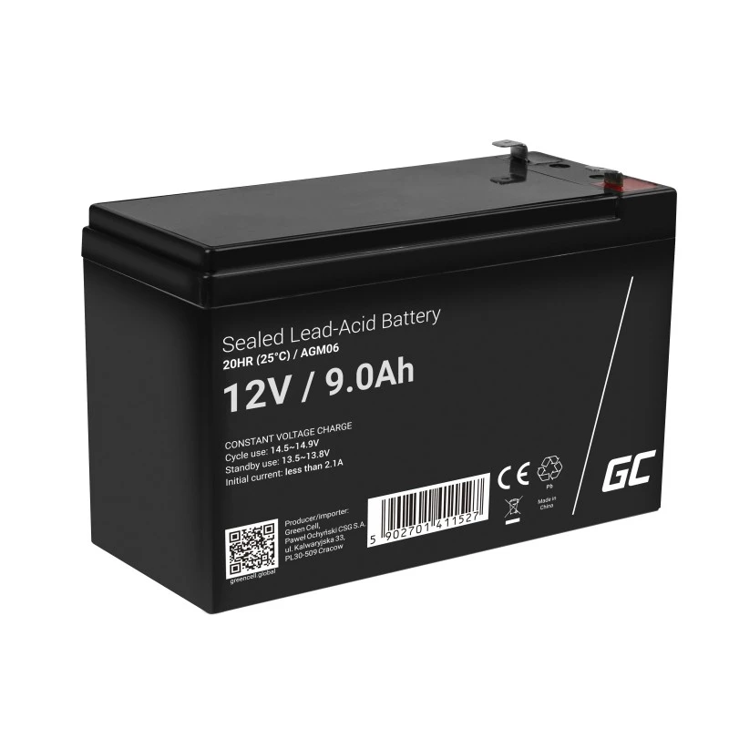 Batteria per UPS Green Cell AGM06 — 12 V 9 Ah piombo-AGM (VRLA) 95 × 151 × 65 mm, 2,3 kg