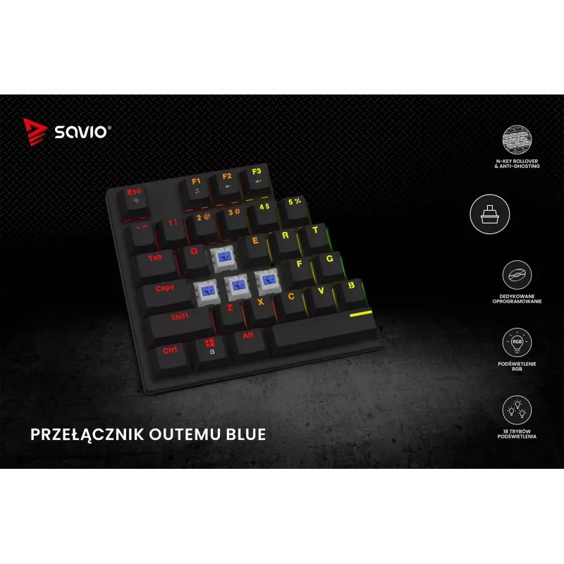 Tastiera meccanica RGB Tempest X2 Outemu Blue Savio Savgk-tempest X2 Bl