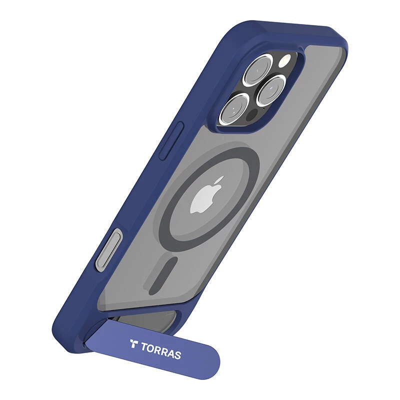 Custodia Torras Pstand Series per iPhone 16 Pro — blu, sottile, custodia protettiva leggera