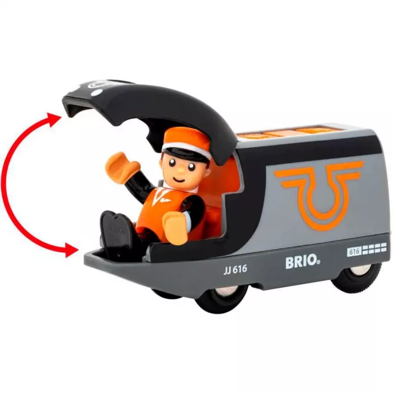 Treno passeggeri BRIO 63604700 arancione-nero, set treno giocattolo in legno, compatibile con binari BRIO