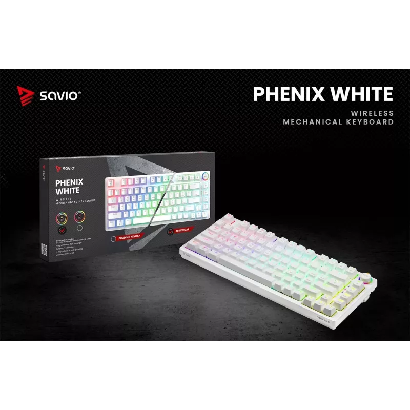 SAVIO PHENIX WHITE tastiera meccanica wireless, Gateron Red Pro, ABS