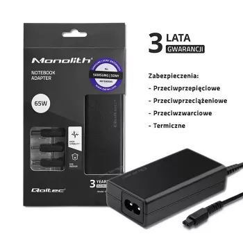 Alimentatore Qoltec 52415 compatibile con Samsung Sony 65 W | 3 connettori | +cavo di alimentazione