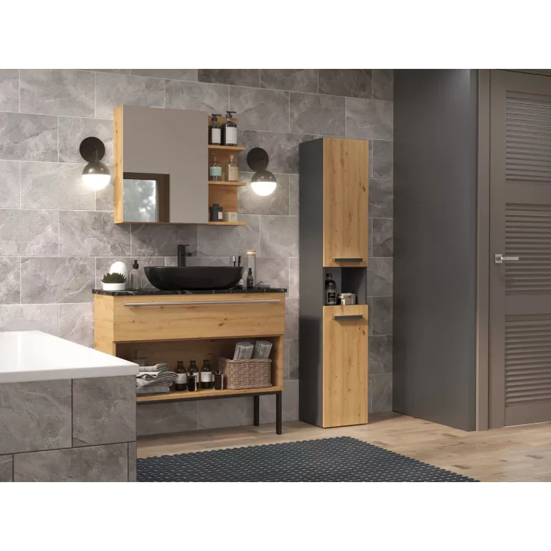 Topeshop NEL I ANT/ART mobile bagno grafite, rovere