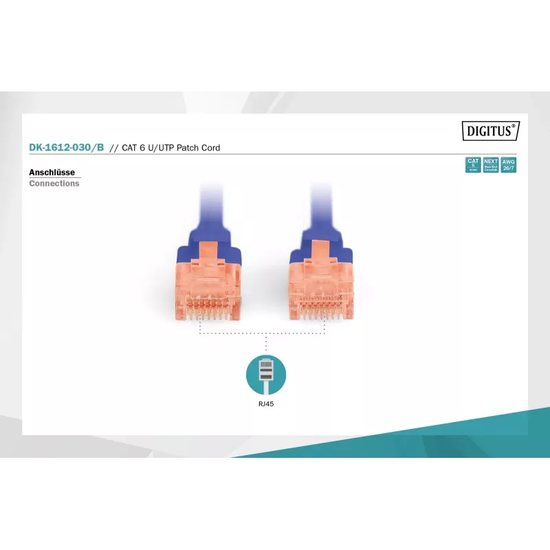 Digitus DK-1612-030/B Cavo di rete RJ45 patch CAT 6 U/UTP B
