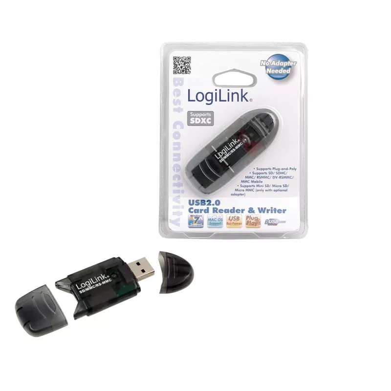 Lettore di schede LOGILINK CR0007 USB 2.0 per SD/MMC, nero, fino a 480 Mbit/s