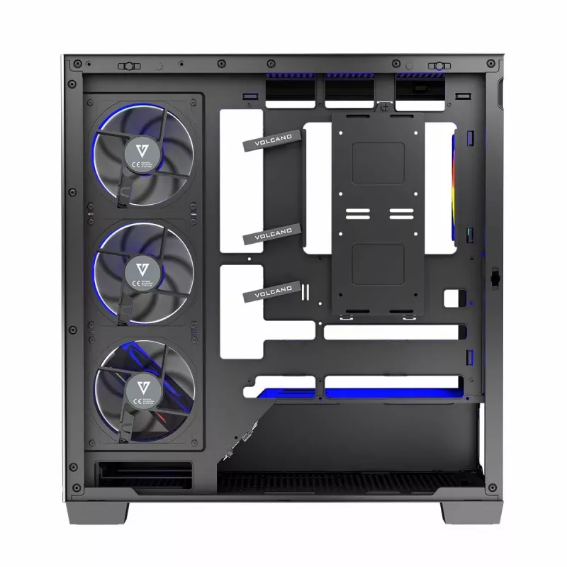 Case PC MODECOM Volcano Stellar 5F ATX Midi Tower, vetro temperato, 5 ventole preinstallate, USB‑C, supporta microATX/ATX, GPU max 420 mm, altezza dissipatore CPU 175 mm