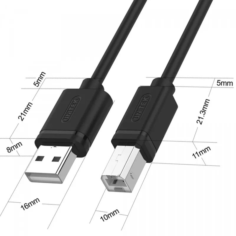 Cavo USB 2.0 Unitek Y-C420GBK, USB-A a USB-B, 3 m, nero