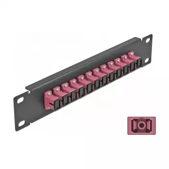 Patch panel fibra ottica DeLOCK 10 pollici 12 porte SC simplex viola 1U nero