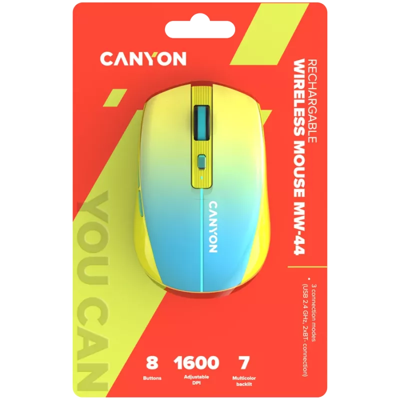 CANYON Mouse MW-44 Wireless Charge Giallo Blu