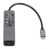 Hub USB-C Akyga AK-AD-66 con 3x USB 3.0 e Gigabit Ethernet, 15 cm, nero