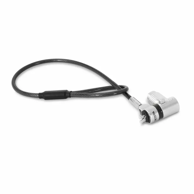 DICOTA D32068 lucchetto a cavo universale mini per notebook, 0,3 m, 3 teste intercambiabili, argento