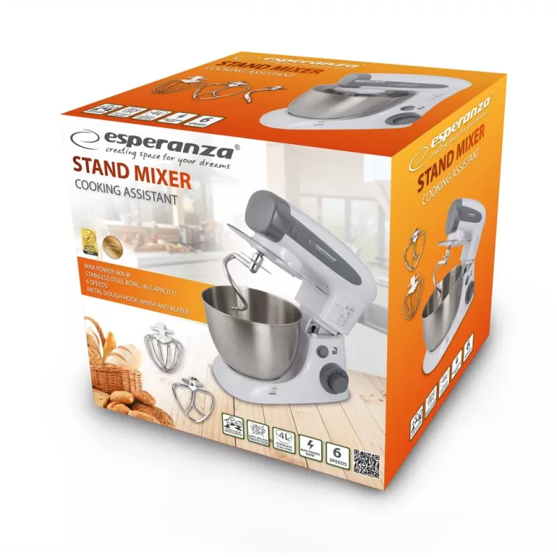 Esperanza EKM024 Cooking Assistant impastatrice planetaria, 800 W, 4 l
