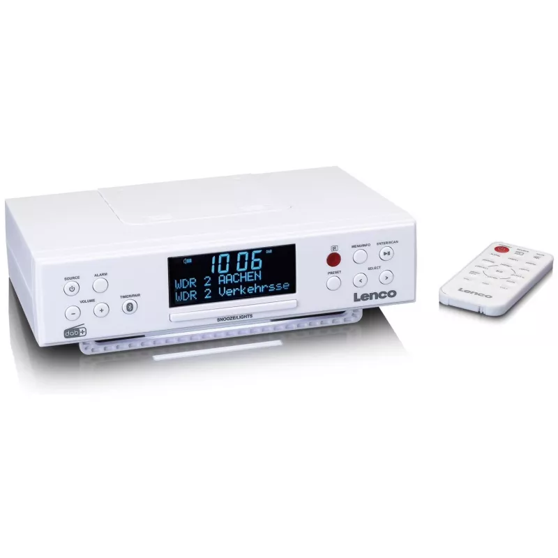 Lenco KCR-190WH radio da cucina sottopensile con PLL FM, DAB+ e Bluetooth, bianco