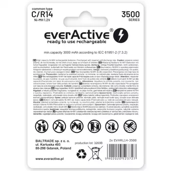 Batterie ricaricabili everActive R14/C Ni-MH 3500 mAh pronte all'uso