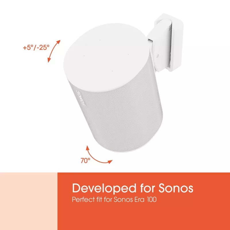 Supporto da parete Vogels | Supporto da parete per diffusore per Sonos Era 100 | Inclinabile, orientabile | Portata massima 7 kg | Bianco