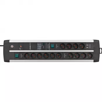 Ciabatta multipresa Premium-Protect-Line 14 prese Duo (nero/argento, 3 metri, protezione da sovratensione 120.000A, 2x USB)